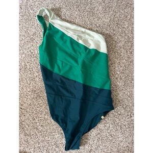 Summersalt Green and Blue One Piece Swimsuit Asymmetrical Design